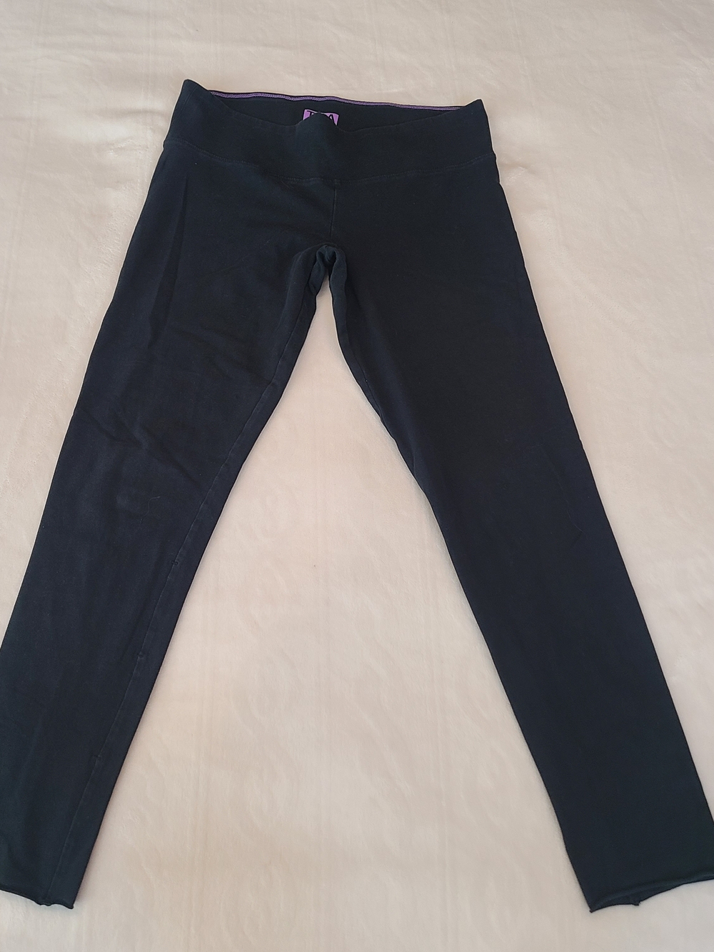 TNA Girls Black Leggings with Purple Trim